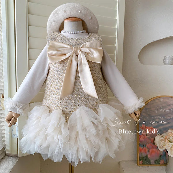 Elegante abito in tulle e tweed