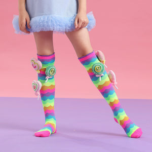Rainbow Candy Knee-High Socks for Girls – A Sweet Treat for Little Feet