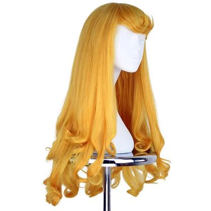 Conjunto de accesorios de Princesa Durmiente: Peluca rubia larga, corona, varita y guantes