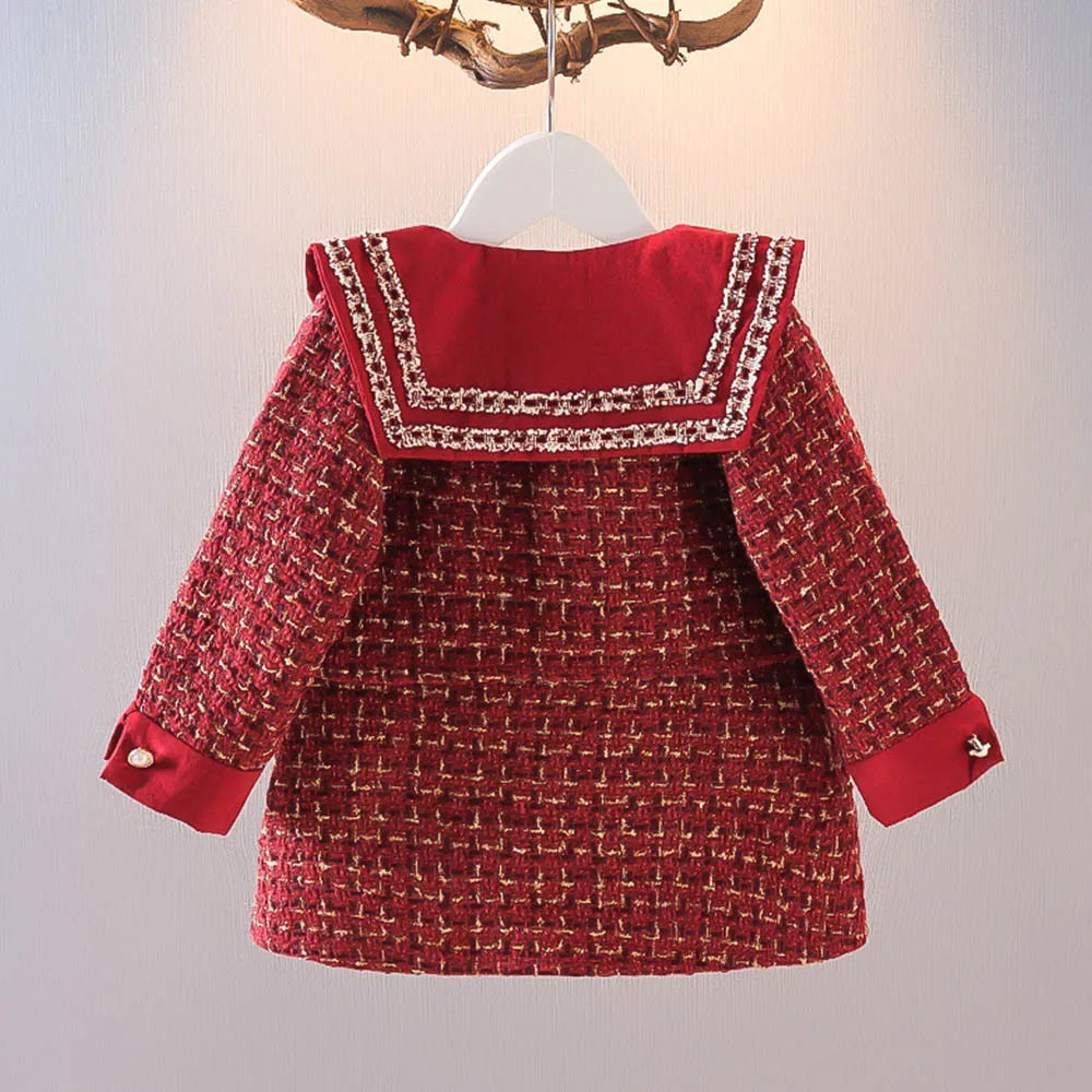 Conjunto de tweed rojo parisino para niña