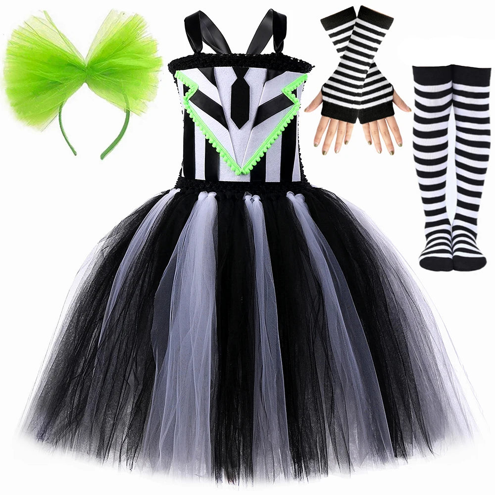 Kids Beetle-Inspired Black & White Tutu Costume