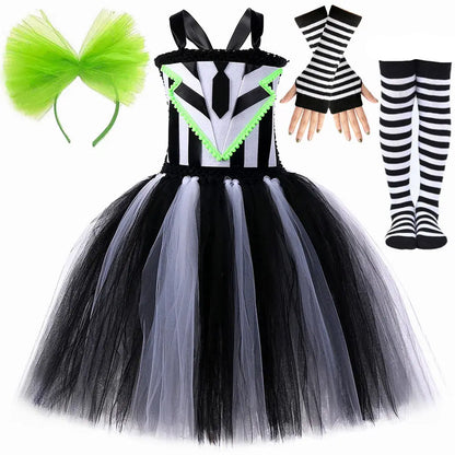 Kids Beetle-Inspired Black & White Tutu Costume