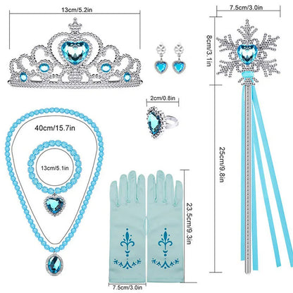 Eiskönigin-Prinzessin-Accessoire-Set – Perücke, Krone, Zauberstab und Handschuhe