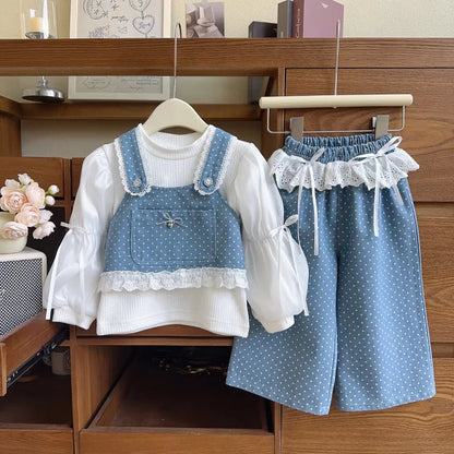 Blueberry Dots & Lace – 3-Piece Set Full of Vintage Charm