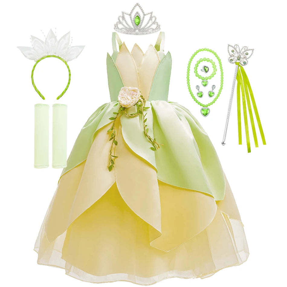 Grünes Blumenprinzessin Kostüm für Mädchen