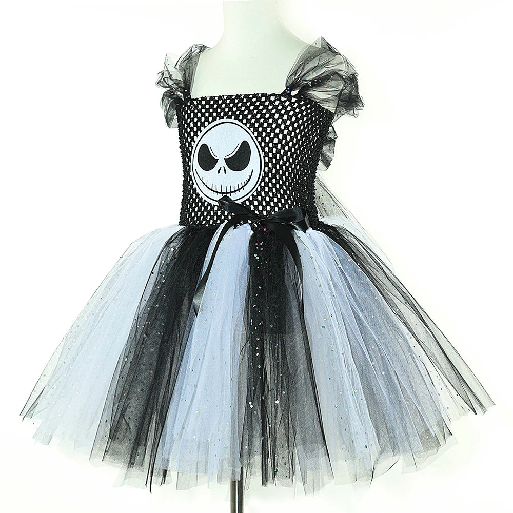 Spooky Skeleton Tutu Costume Dress for Girls