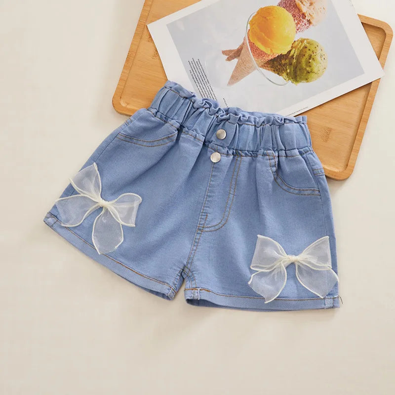 Shorts vaqueros suaves con lazos y bonitos detalles