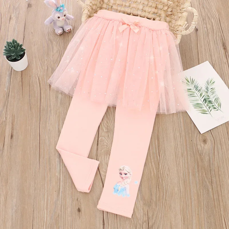 Glitzernde Tüll-Leggings mit Eisprinzessin-Motiv