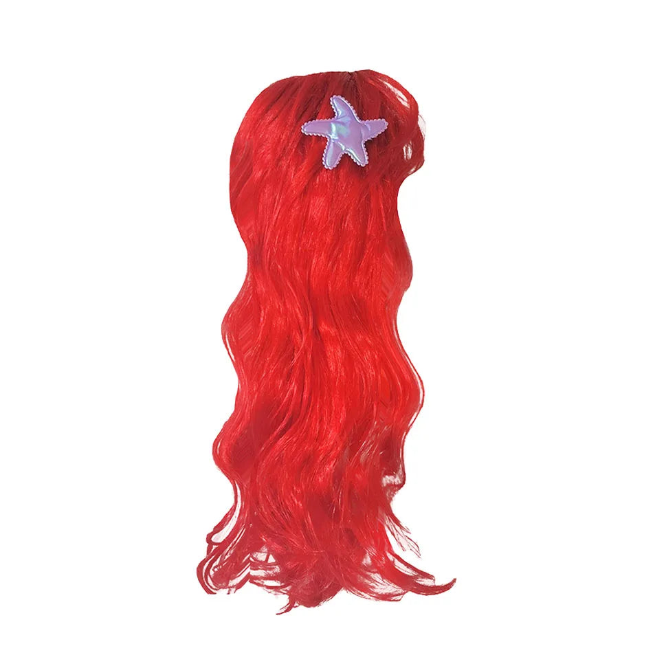 Ocean Princess Zubehörset – Rote Perücke, Tiara, Handschuhe, Schmuck und Tasche