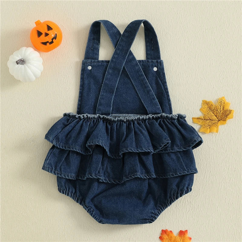 🎃 Boo Baby Halloween Denim Romper