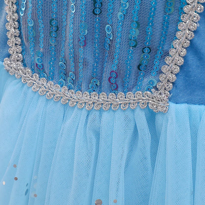 Disfraz de Reina de Hielo con cuello de peluche para niña