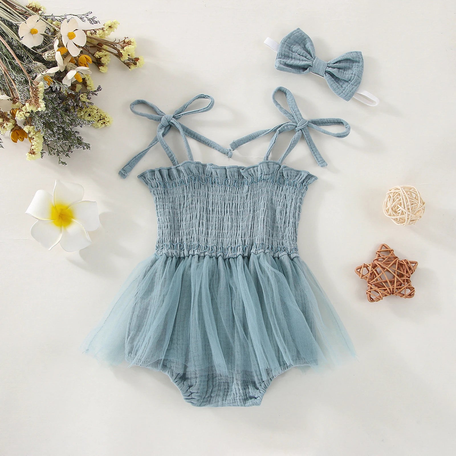 Conjunto de mameluco de bebé de tul princesa