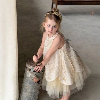 Vestido de fiesta infantil Golden Bloom