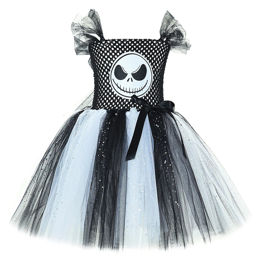 Spooky Skeleton Tutu Costume Dress for Girls