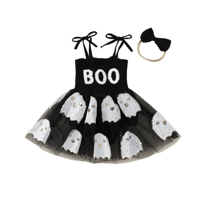 BOO Baby Girl Halloween Romper – Ghost Tutu Edition