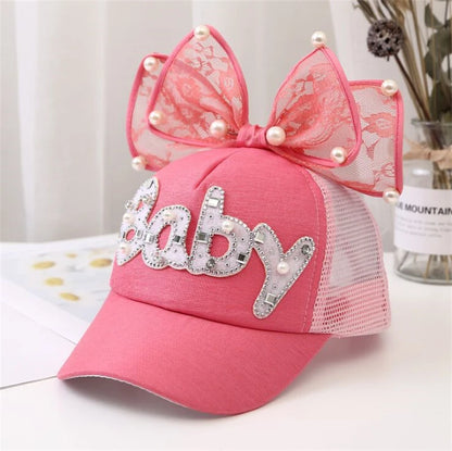 Sparkle Bunny Baseball Cap – Glamouröse Schleifenmütze für Mädchen