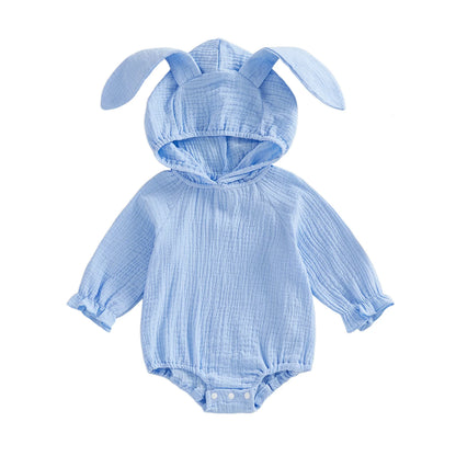 Baby Bunny Hooded Romper – Soft Muslin Cotton