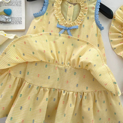 Sunny Dots Yellow Ruffle Dress for Girls