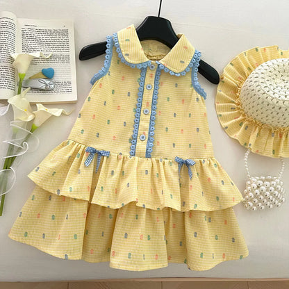 Sunny Dots Yellow Ruffle Dress for Girls