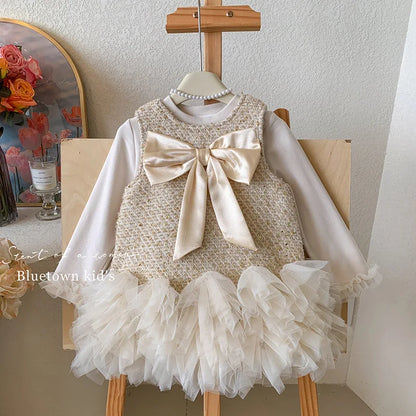 Elegant Tulle & Tweed Dress