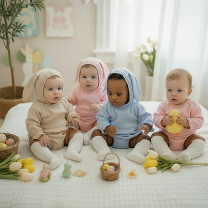 Baby Bunny Hooded Romper – Soft Muslin Cotton