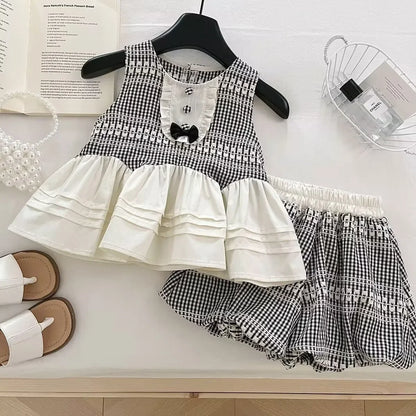 Süßes Picknick – Schwarz-weißes Gingham-Set für Mädchen
