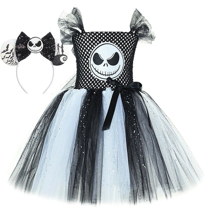 Spooky Skeleton Tutu Costume Dress for Girls