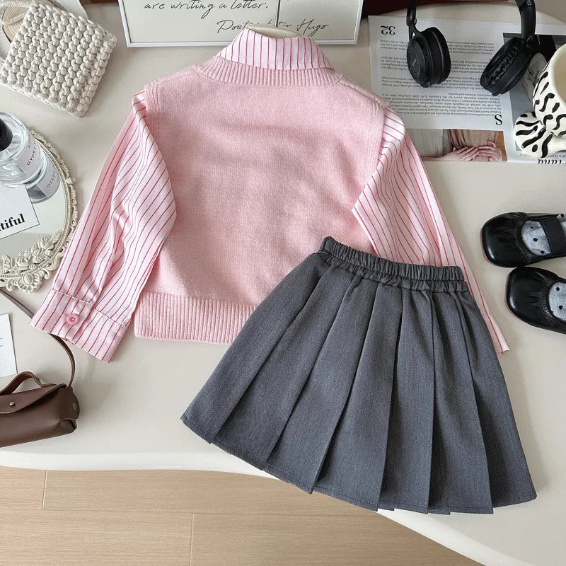 Set da 3 pezzi in stile preppy per ragazze