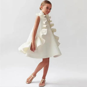 Luxury White Ruffle Dress for Girls