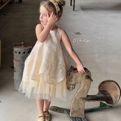 Vestido de fiesta infantil Golden Bloom