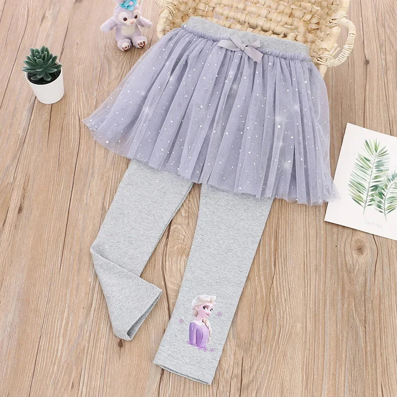 Glitzernde Tüll-Leggings mit Eisprinzessin-Motiv