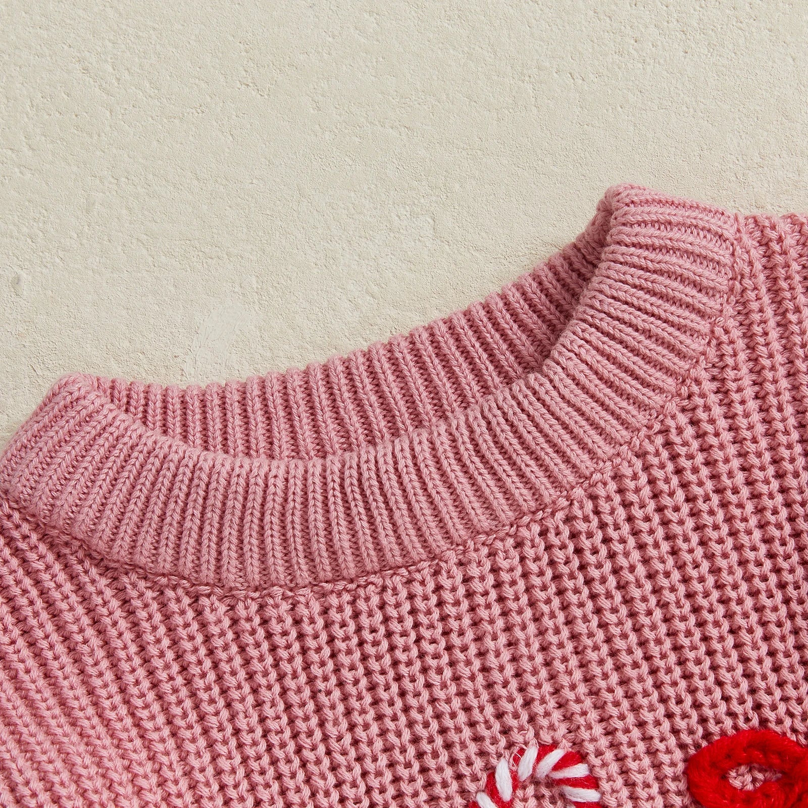 Girls’ Pink Candy Cane Christmas Sweater