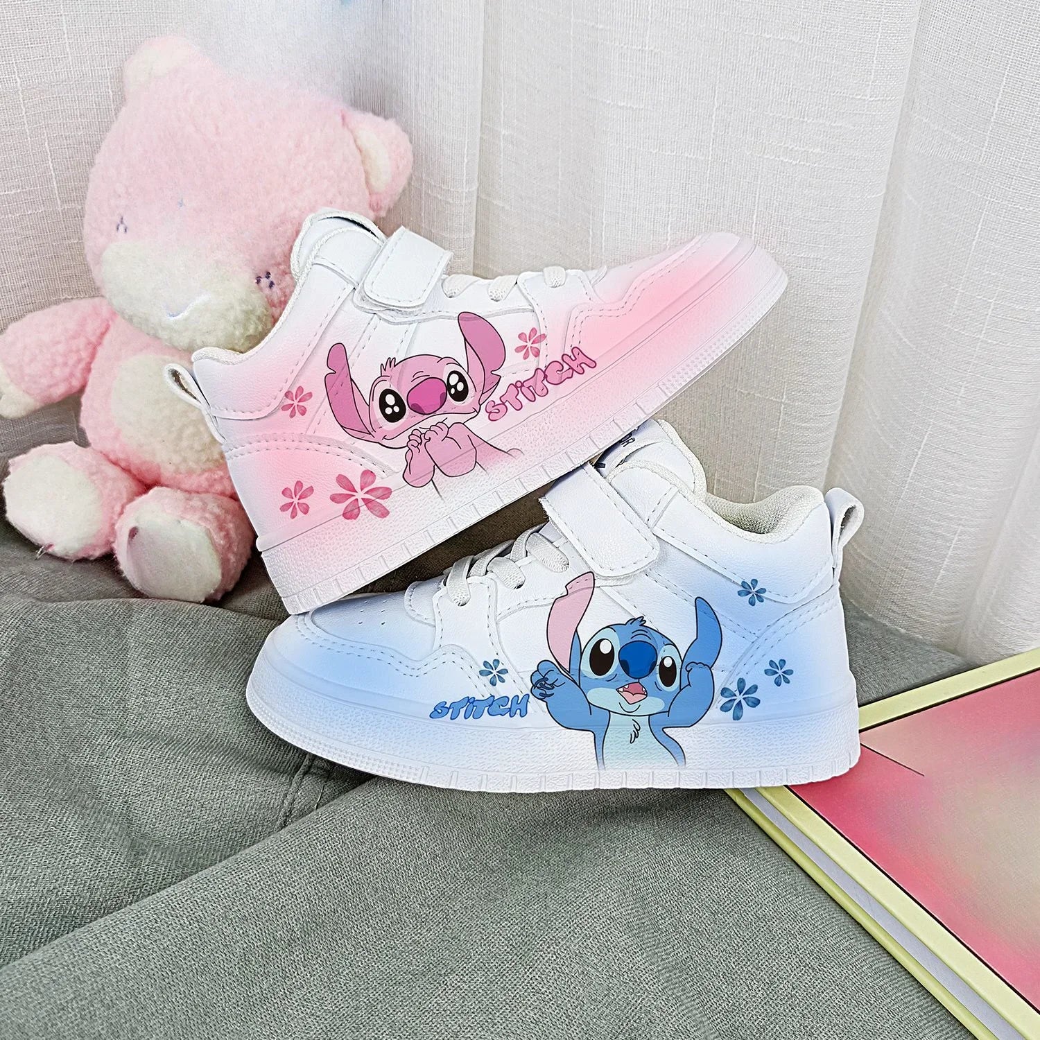 Kids Cartoon Sneakers – Blue & Pink