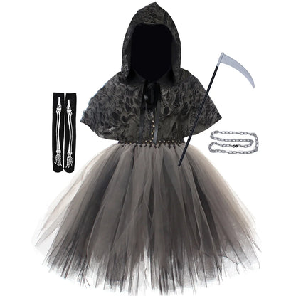 Death Grim Reaper Costume Dress for Girls