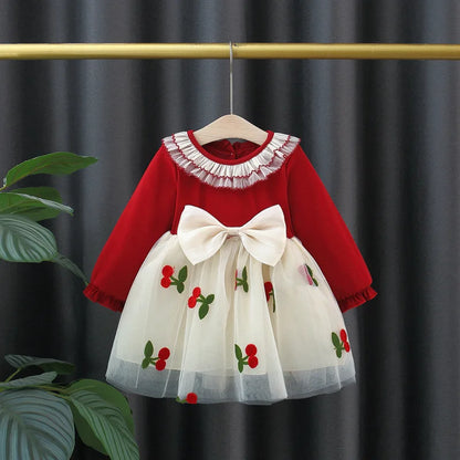 Cherry Bow Baby Girl Dress