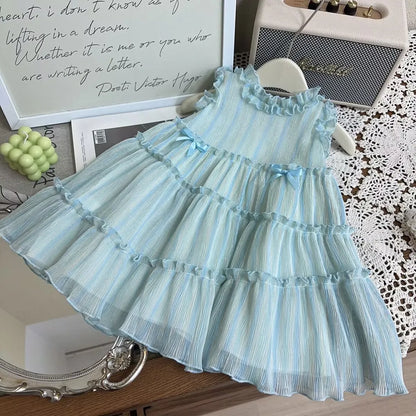 Blueberry Whispers – Light Blue Ruffle Dress for Girls