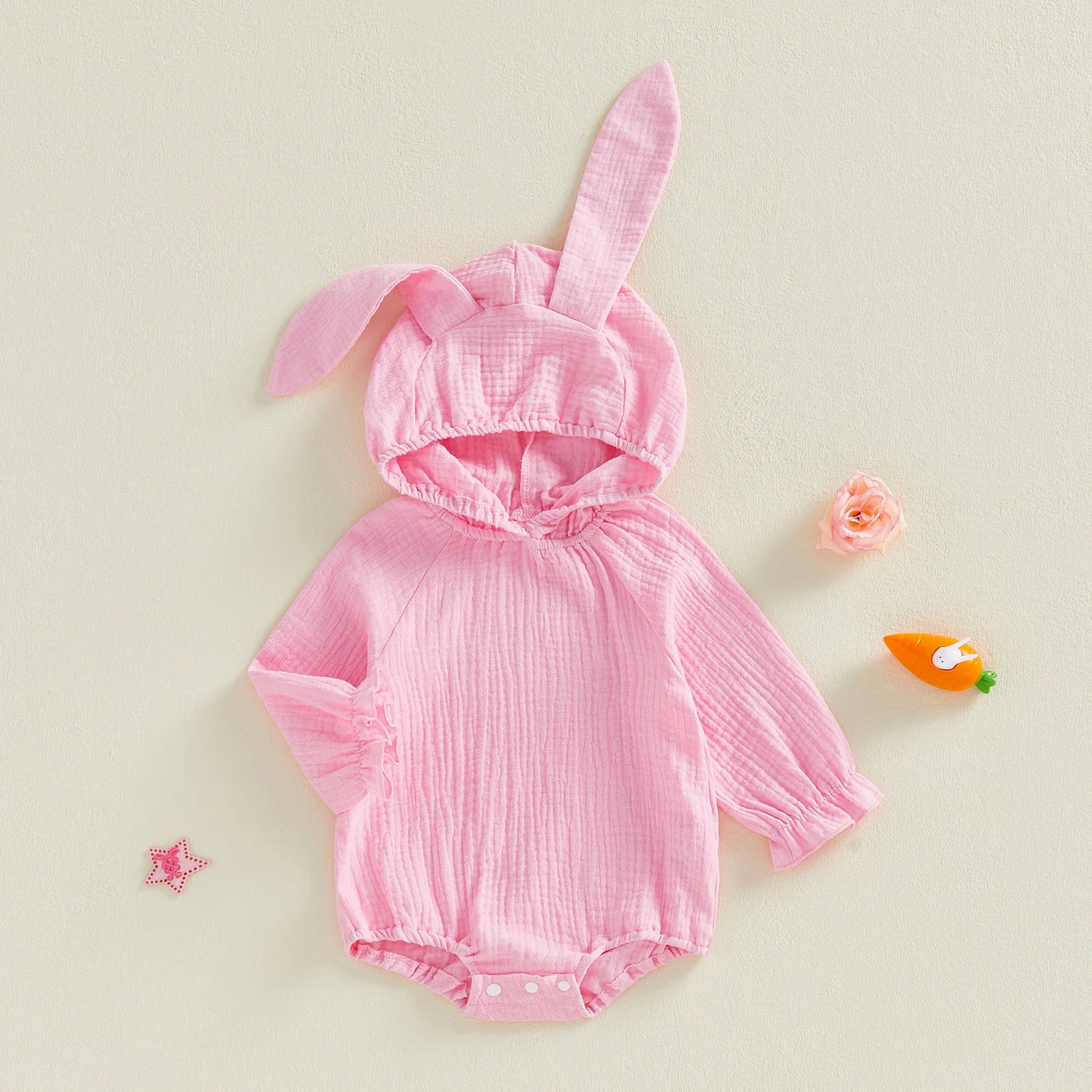 Baby Bunny Hooded Romper – Soft Muslin Cotton