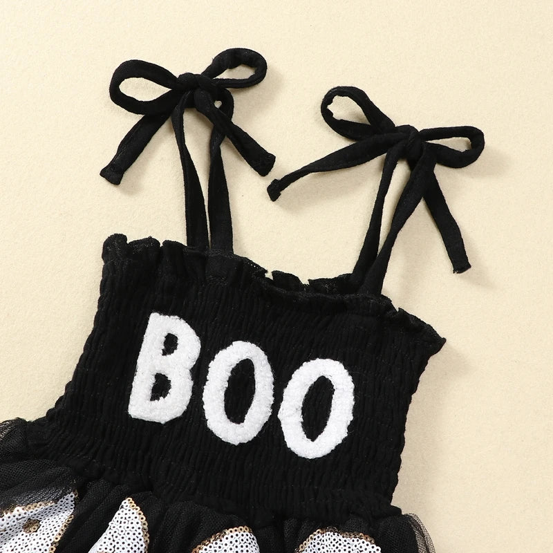BOO Baby Girl Halloween Romper – Ghost Tutu Edition
