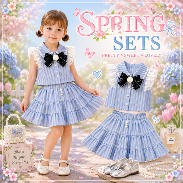 Spring outfit sets for girls - matching tops and bottoms for Easter and spring season