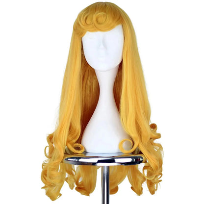 Conjunto de accesorios de Princesa Durmiente: Peluca rubia larga, corona, varita y guantes