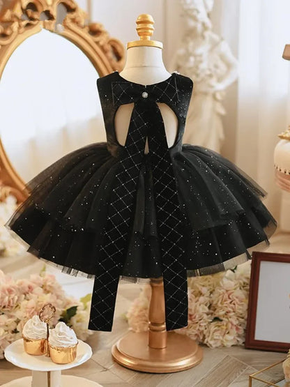 Girls Black Sparkle Tulle Party Dress