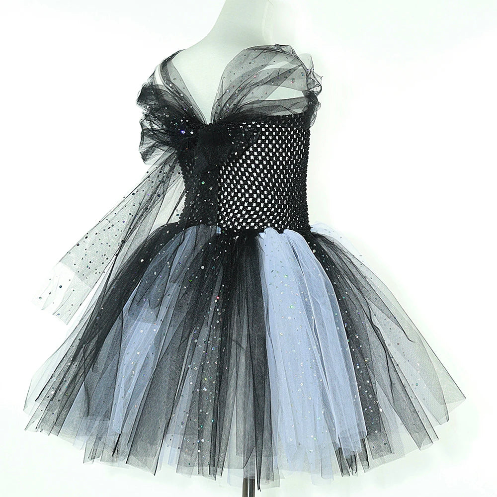 Spooky Skeleton Tutu Costume Dress for Girls