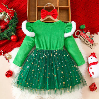 Christmas Elf Tulle Dress with Headband