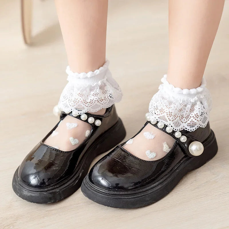 Bezauberndes Spitzensocken-Set mit Herzmotiv – 5 Paar purer Genuss für Mädchen
