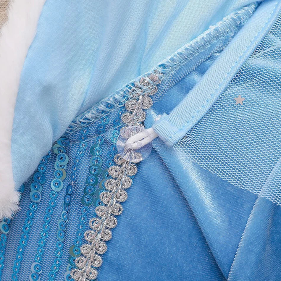 Disfraz de Reina de Hielo con cuello de peluche para niña