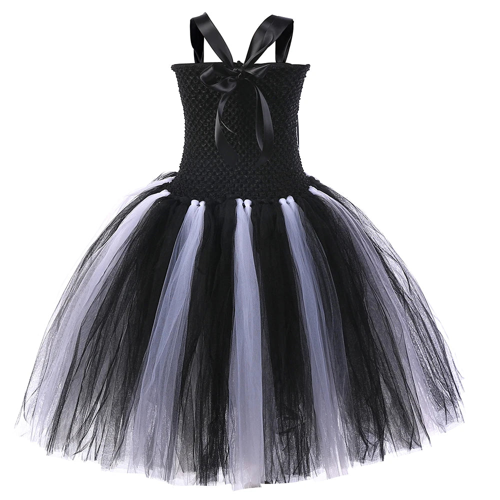 Kids Beetle-Inspired Black & White Tutu Costume