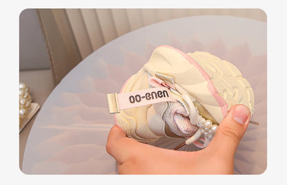 Kids Fashion Sneakers with Pearl Bow