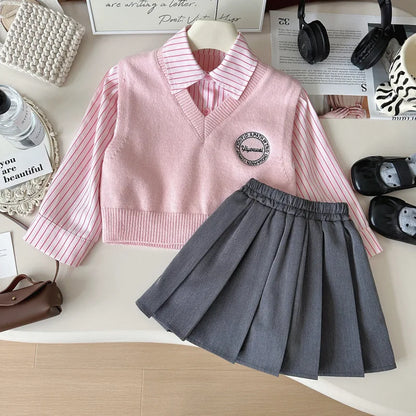 Set da 3 pezzi in stile preppy per ragazze