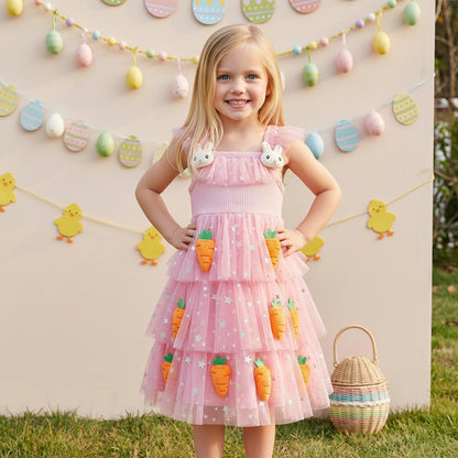 Girls’ Dress Bunny Princess Pink Tulle Dress