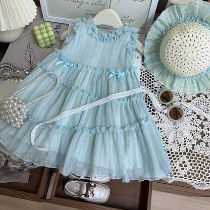 Blueberry Whispers – Light Blue Ruffle Dress for Girls